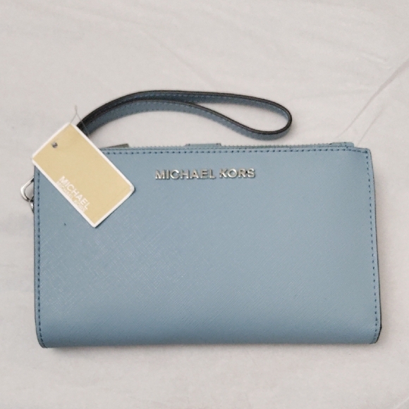 Michael Kors "Jet Set Travel" Light Blue Wristlet/Wallet - Picture 1 of 5
